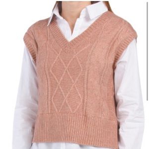 SINCERELY JULES Cable Knit Twofer Sweater preppy top NWT